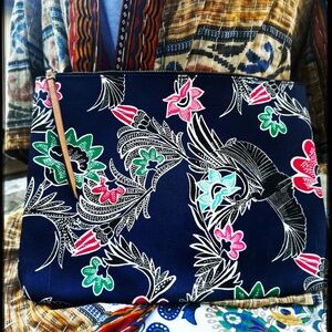 Zipper Clutch, Tropical Faux Leather